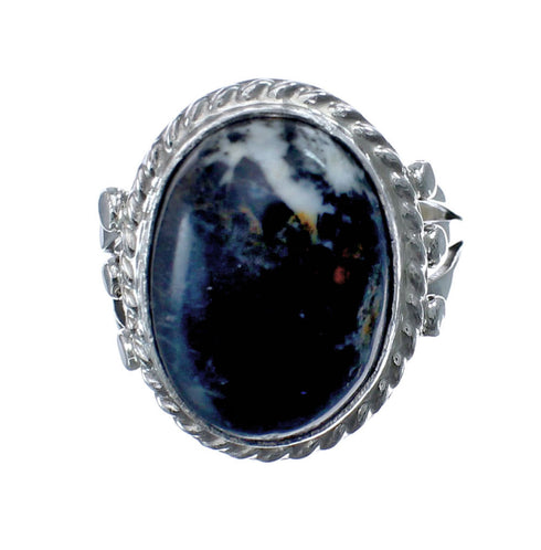Snowflake Obsidian Sterling Silver Native American Ring Size 8-1/4 AX127715